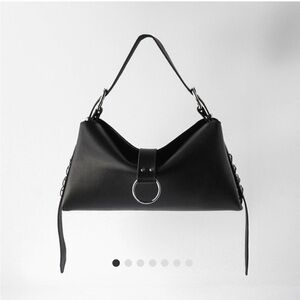 Arleather co Sloane black leather silver hardware shoulder bag